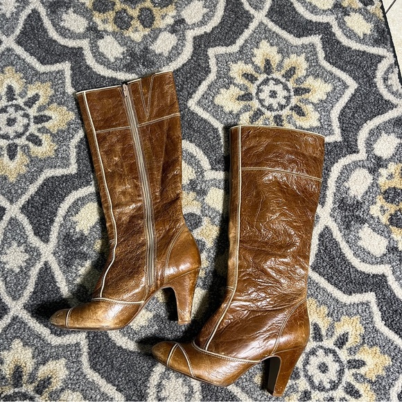 Dr. Scholl’s Brilliance Knee High Boots Brown Leather 2000s Y2K Retro Heeled 10 - Picture 8 of 14